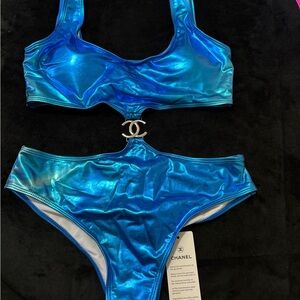 CHANEL Shimmering Blue Swimwear Set